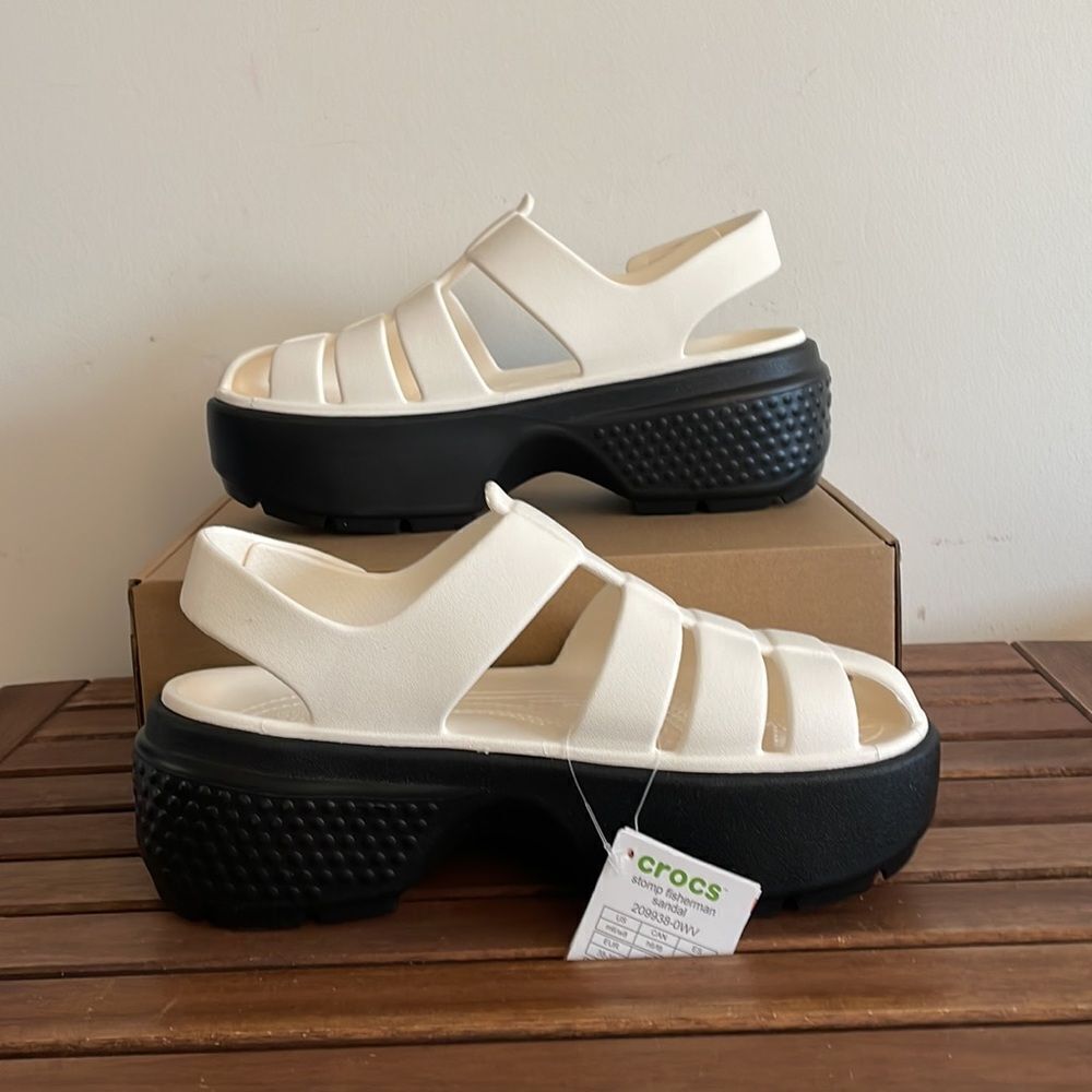 NWT Crocs Stomp Fishermen Sandal Chalk Women Size 8 Men Size 6 - Picture 6 of 11